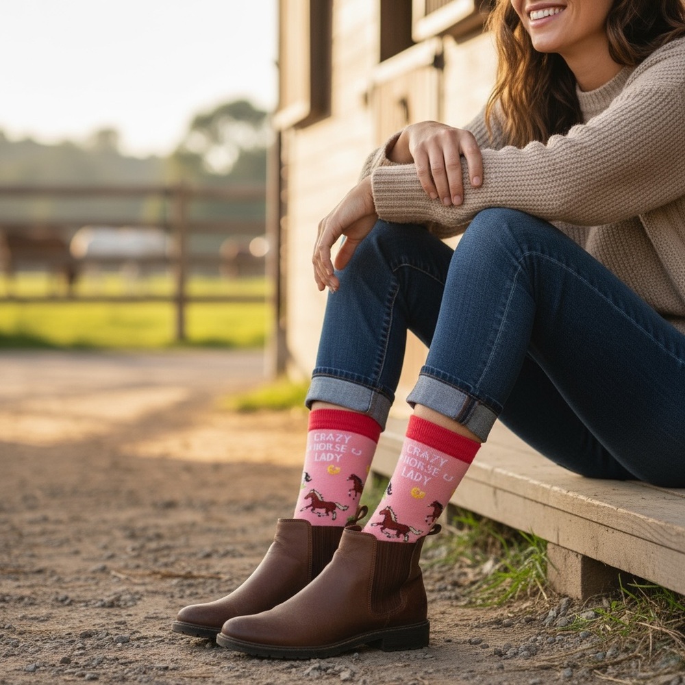 HAPPYPOP Pink Horse Print Socks for Women NWT - Picture 11 of 13